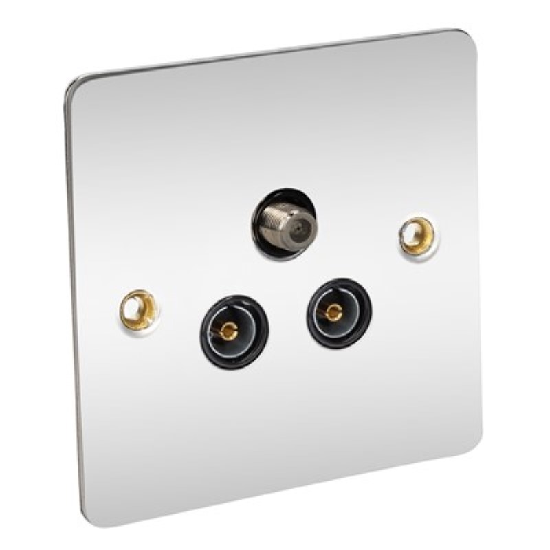 Flat Plate Satellite/TV/FM Outlet - BS3041 & BS 41003 *Chrome/Bl